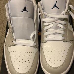 Jordan 1 low White, Grey, Navy Blue- New Never Worn